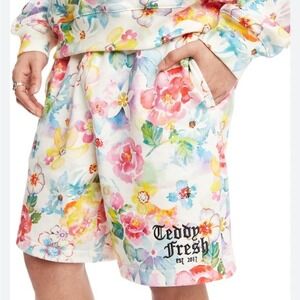 Teddy Fresh Unisex Watercolor Long Shorts 100% Cotton Size XS